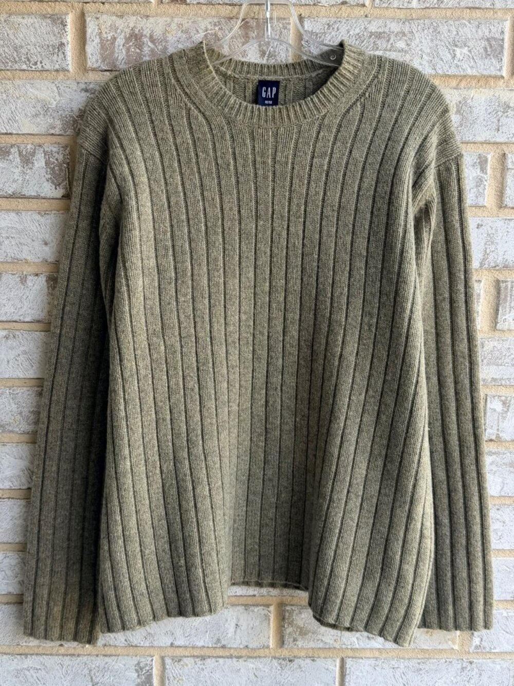 GAP 100% Lambswool Long Sleeve Crew Neck Ribbed Knit Sweater Men's Size M